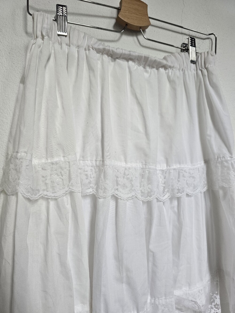 Vintage Cottagecore White Lace Tiered Midi Skirt Y2K Boho Prairie - Picture 7 of 8